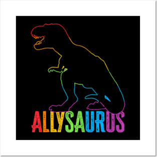 Allysaurus LGBT Dinosaur Flag Ally LGBT Pride Posters and Art